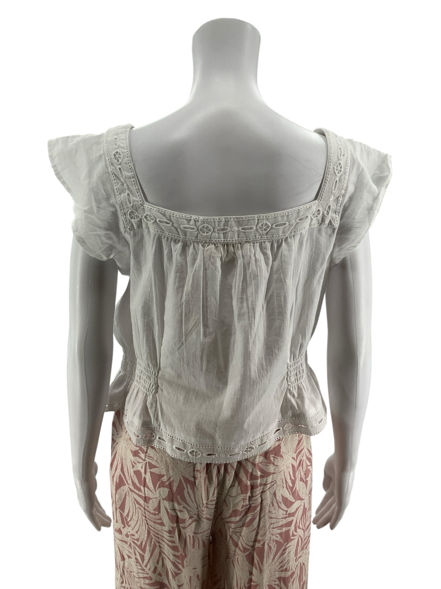 Jennifer &amp; Grace Organic Cotton Embroidered Eyelet Boho Top Size Medium NWT