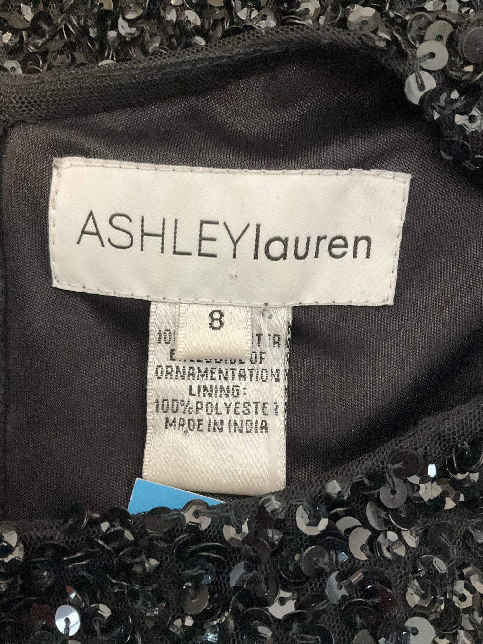 Ashley Lauren Black Sequin Long Sleeve Formal Cocktail Dress | Size 8