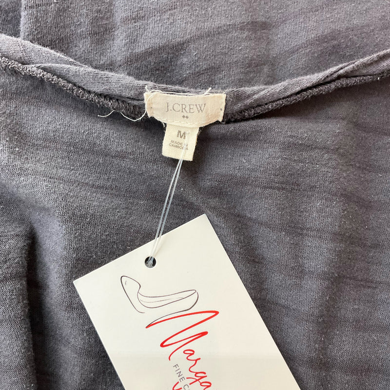 J. Crew Gray White Stripe Cotton Top – Size Medium, Excellent Pre-Owned - Margaret’s Fine Consignment