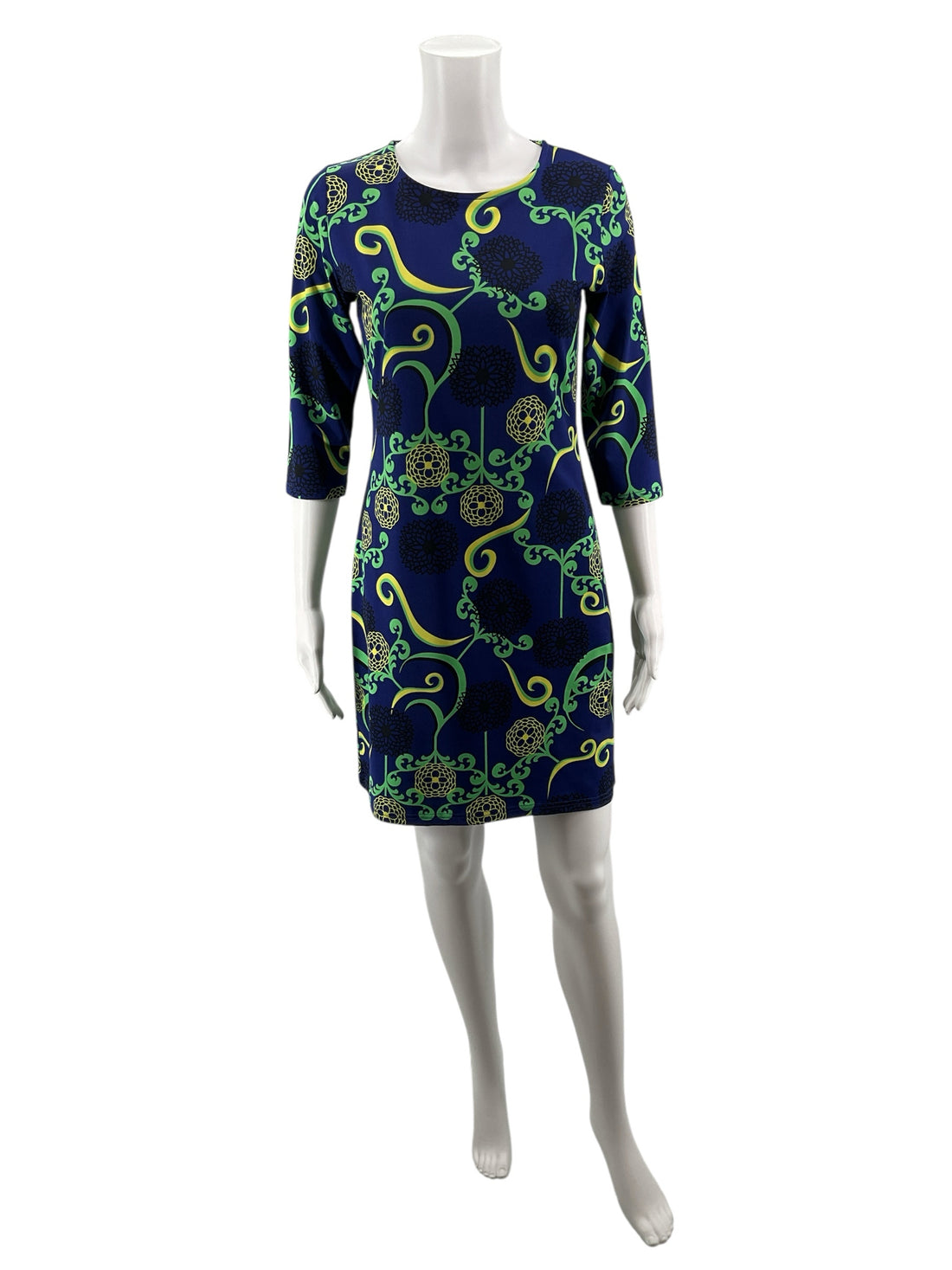 Tracy Negoshian Blue/Green/yellow Print Pre-Owned Ladies Dress - Size XS