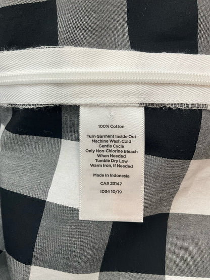 Talbots black and white checkered blouse with puff sleeves, size small, showcasing a preppy cottagecore style.