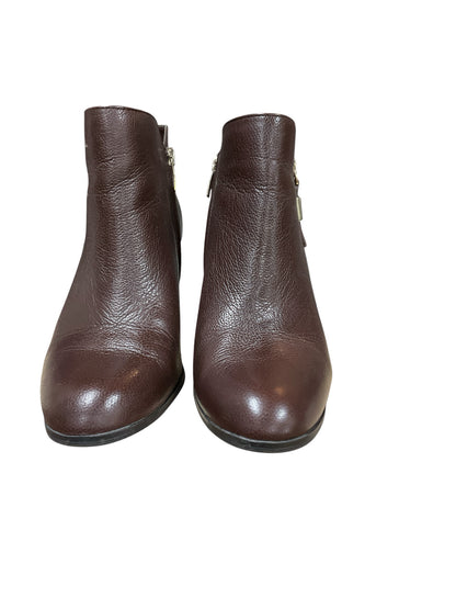 Alex Marie Alaire Brown Leather Water Resistant Ankle Booties Size 8.5