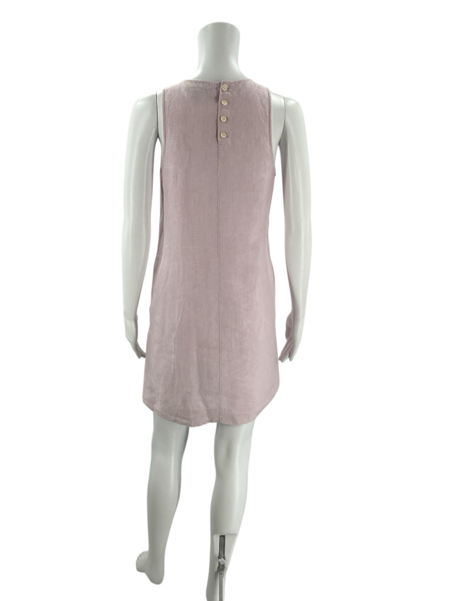 Back view of J Crew Lavender Solid Dress - Size XXS featuring button closure and clean tailored lines for a sleek silhouette.