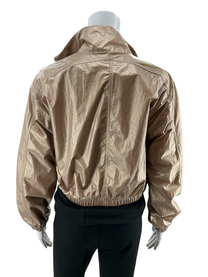 All in Motion Metallic Rose Gold Cropped Bomber Jacket Windbreaker Size XS