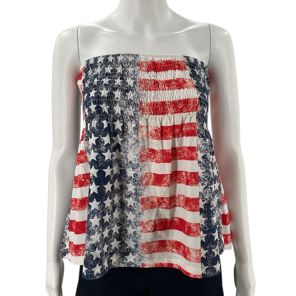 No Brand Red/White/Blue Flag Pre-Owned Ladies Top - Size Small - Margaret’s Fine Consignment