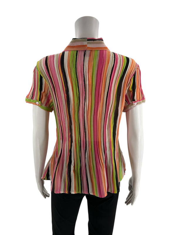 Sunny Leigh Multi Stripe Pre-Owned Ladies Top - Size Large Petite