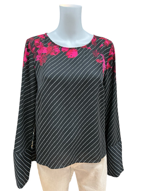 Apt.9 Size Medium, Black/Pink, Floral Pre-Owned Casual Top