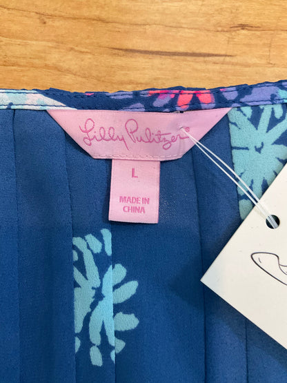 Lilly Pulitzer Elsa Top Catch and Release Print Navy Blue Size L - Downstairs