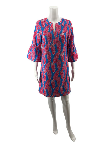 Jade Blue/Pink Feathers Pre-Owned Ladies Dress - Size Small