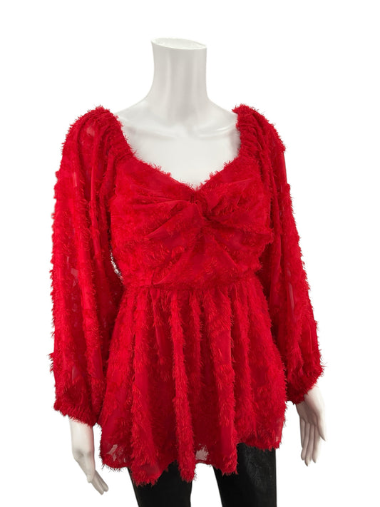 Jodifl Red Fringe Top Size Medium