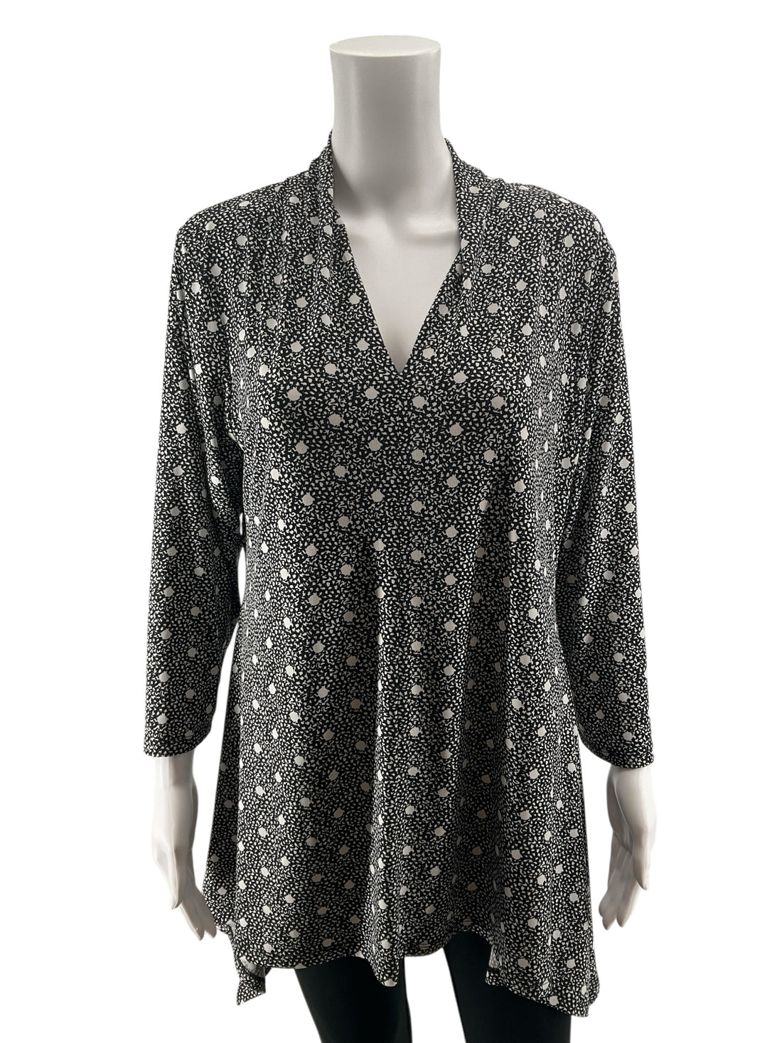 Chaus New York Abstract Print V-Neck Tunic Top Size XL