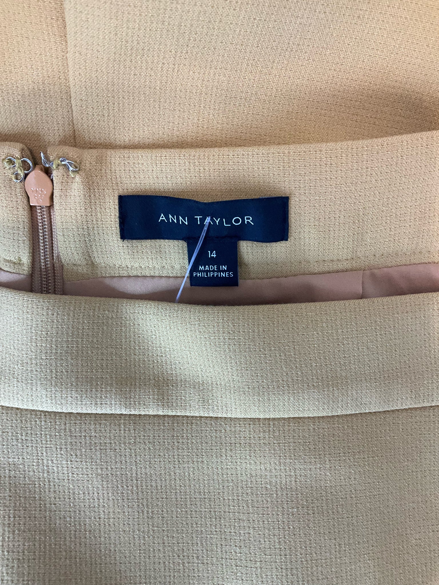 Ann Taylor High Waist Pencil Skirt Mustard Yellow Stretch Lined Size 14