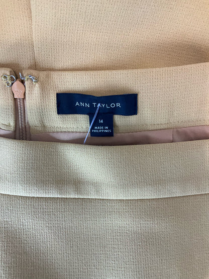 Ann Taylor High Waist Pencil Skirt Mustard Yellow Stretch Lined Size 14