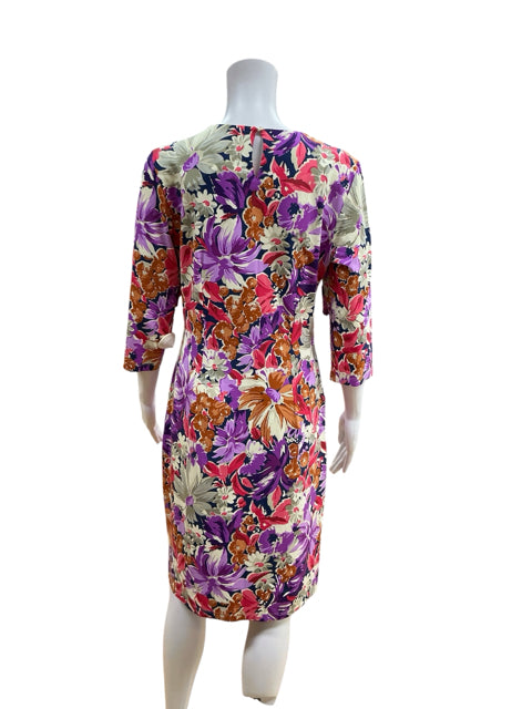 J. McLaughlin Catalina Cloth Floral Sheath Dress Pockets Purple Multi Size Medium