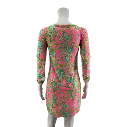 Lilly Pulitzer Marlowe Dress XS Pink Floral Lobstah Roll Pima Cotton