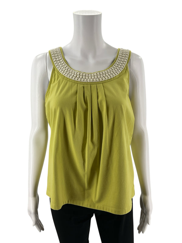 Talbots Green Beaded Pre-Owned Ladies Top - Size Medium Petite