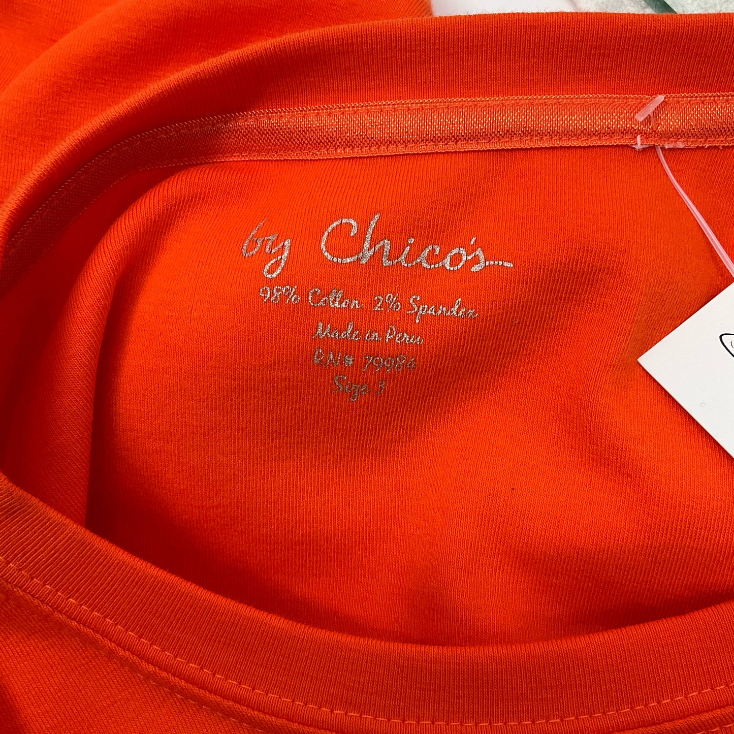 Chico's Orange Solid Top Size XL - label