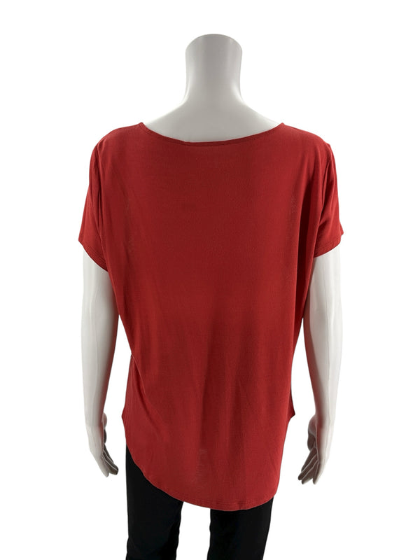 Ann Taylor White/Rust Print Pre-Owned Ladies Top - Size Large
