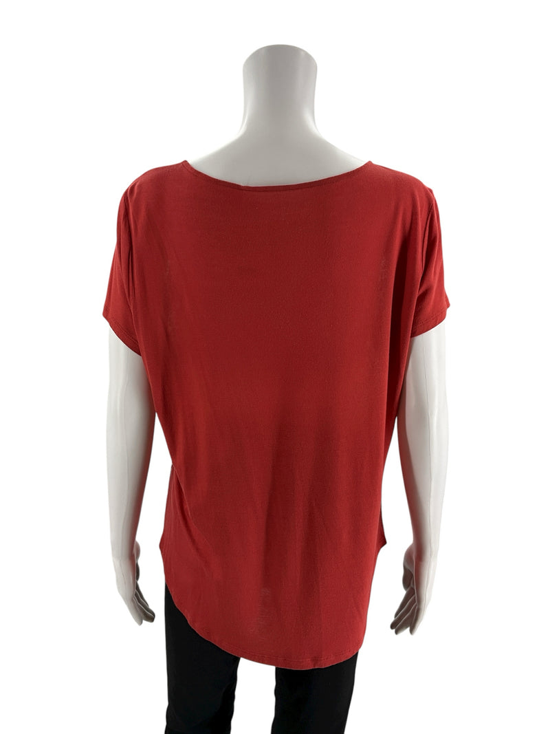 Ann Taylor White/Rust Print Pre-Owned Ladies Top - Size Large