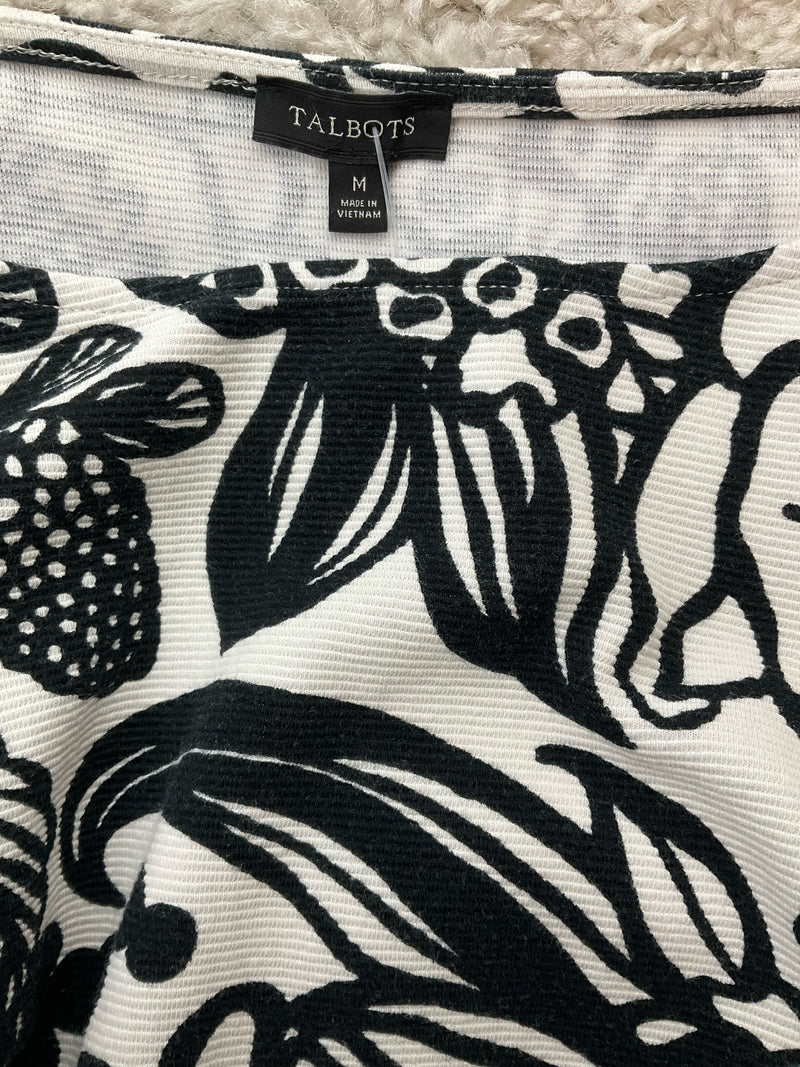 Talbots White/Black Floral Pre-Owned Ladies Top - Size Medium