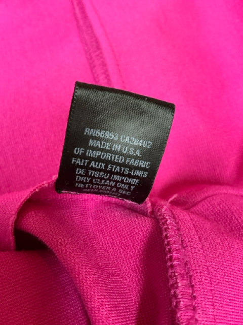 Label on Chequer Pink/Black Pre-Owned Ladies Dress - Size 10 indicating it's made in the USA with imported fabric and dry clean only care.