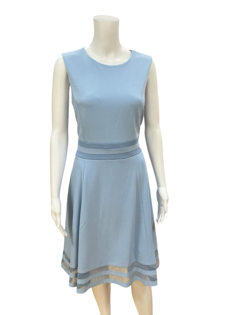 Calvin Klein Baby Blue A-Line Mesh-Hem Scuba Crepe Dress Baby Blue Size 12 - Size 12
