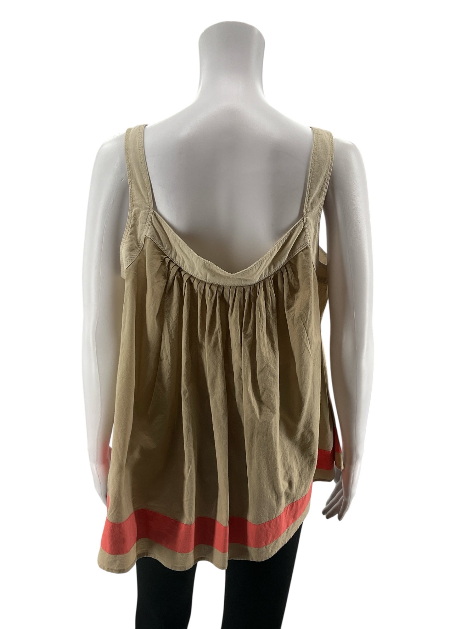Michael Michael Kors Tan &amp; Coral Colorblock Swing Tank Top | Size XL