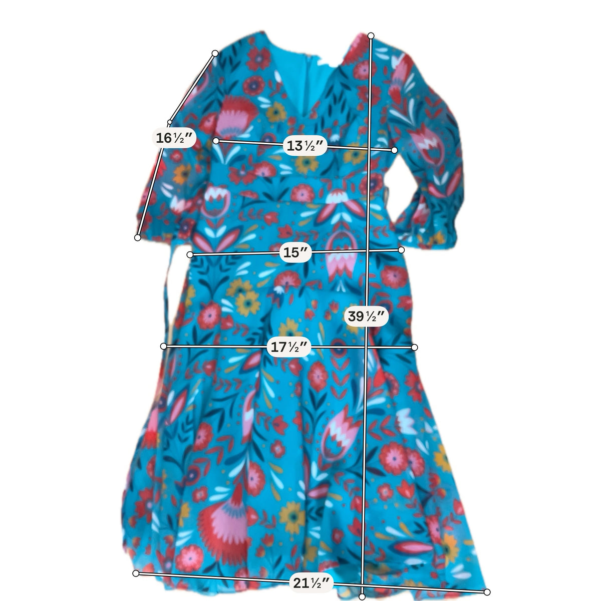 Boden Amelie Dress Size 6P Teal Pop Pansy Floral V-Neck A-Line Tie Waist