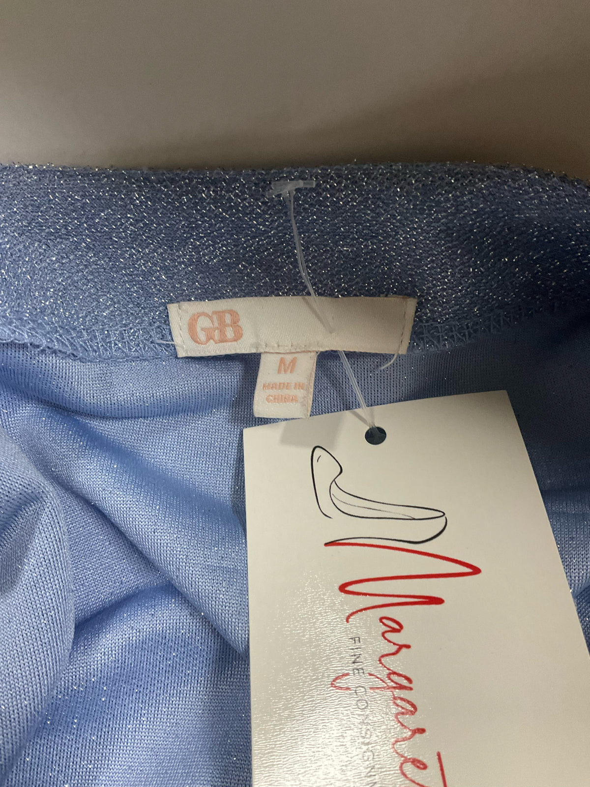 GBGB Baby Blue Sparkle Long Sleeve Wrap Mini Dress - Size M - ONLINE ONLY
