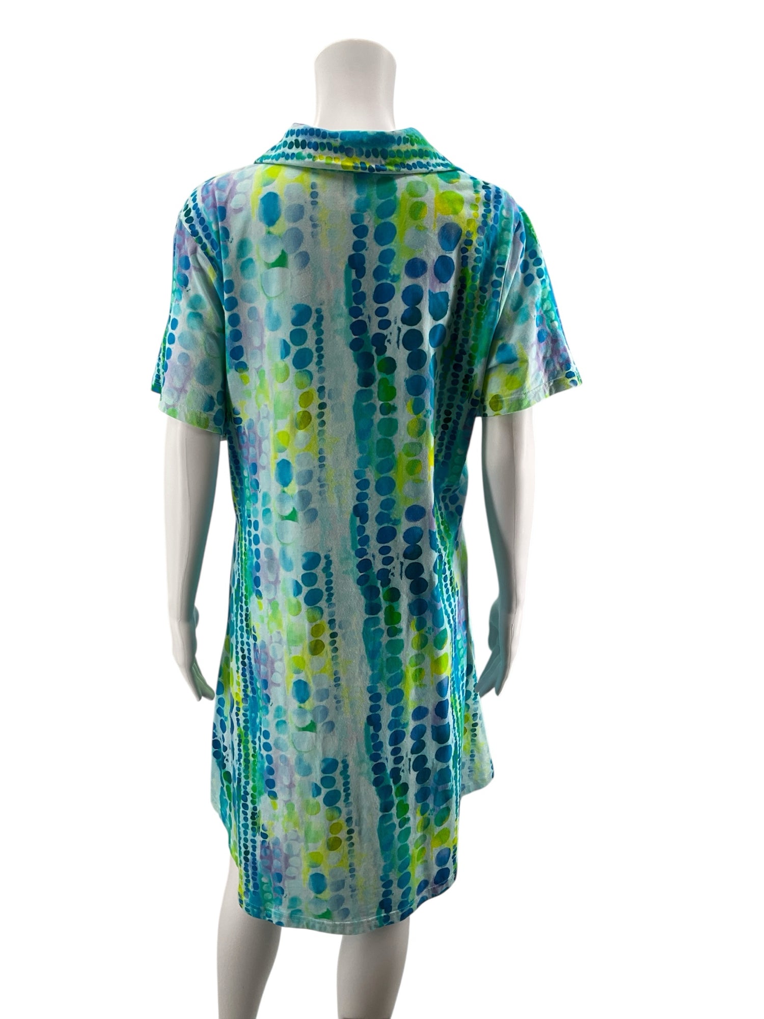 Parsley &amp; Sage Watercolor Dot Half-Zip Tunic Dress Size Medium