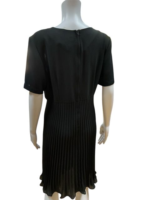 Chaus Black Pleated Dress Size 10 - rear view