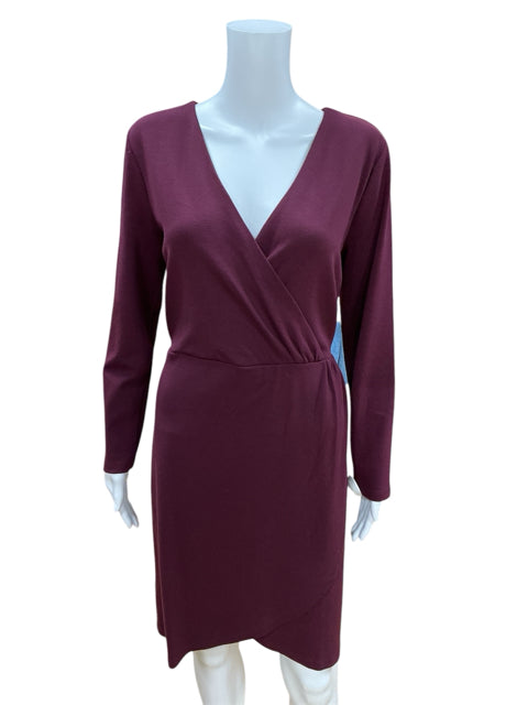 Loft Maroon Solid Dress Size 10