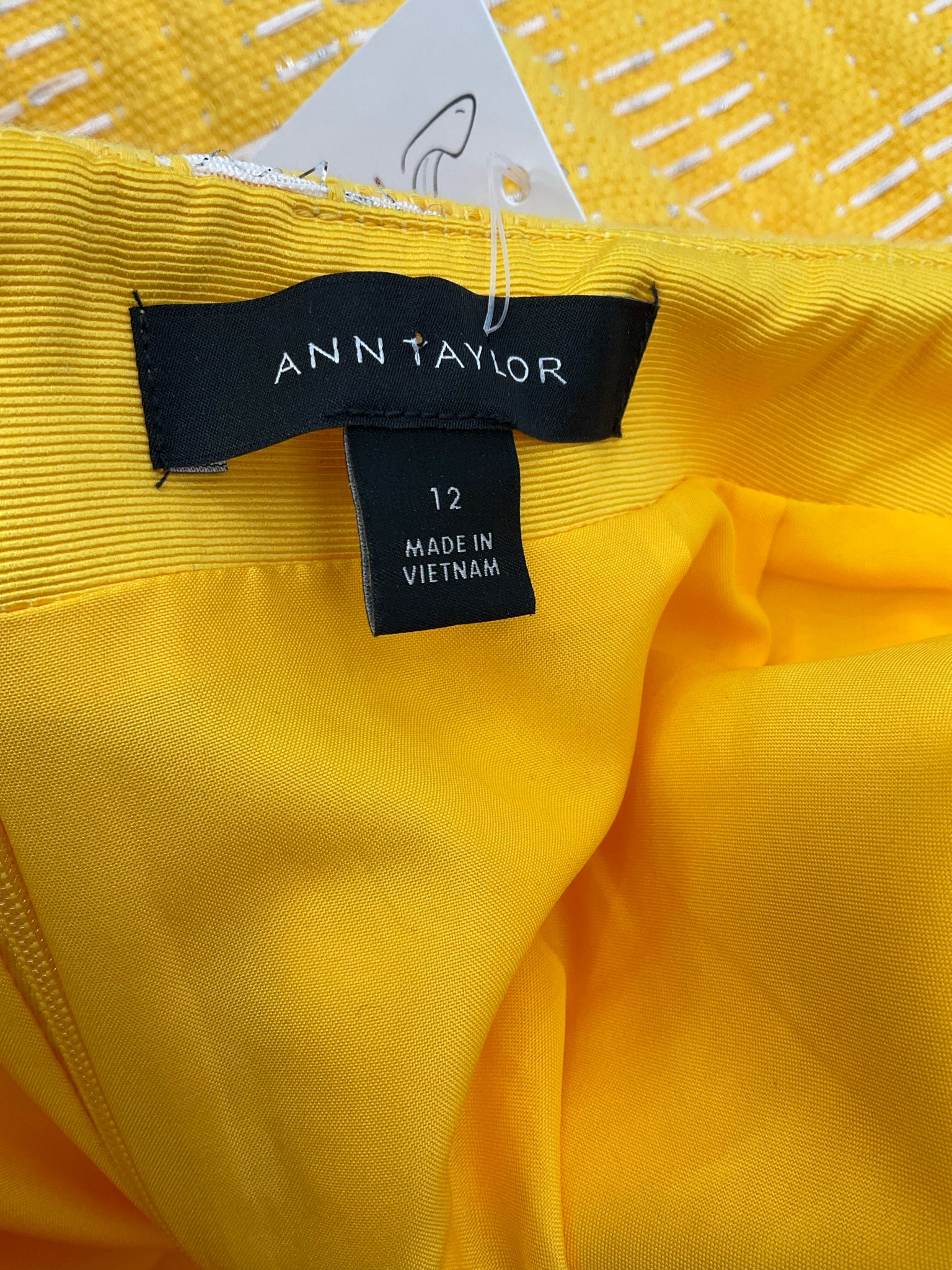 Ann Taylor Metallic Dash Grid Mini Skirt Mustard Yellow Size 12