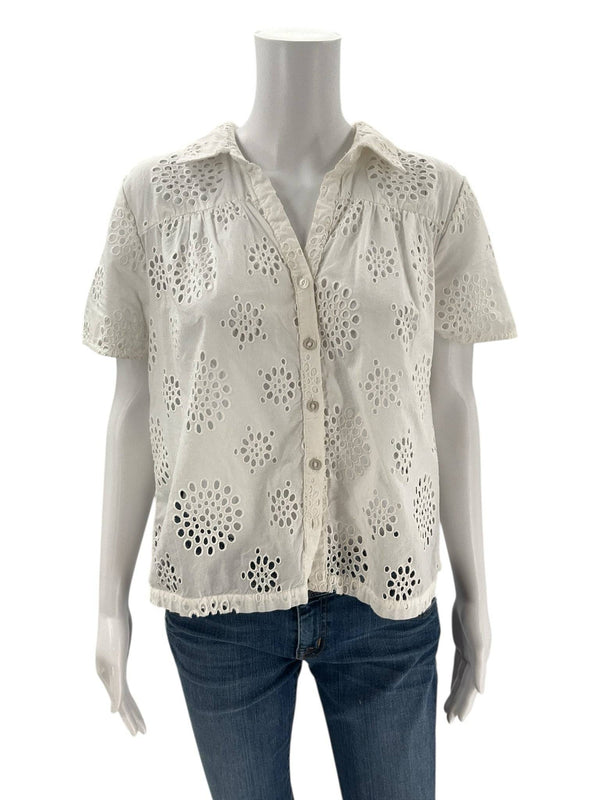 Micheal Stars White Eyelet Top - Size Small - Margaret’s Fine Consignment