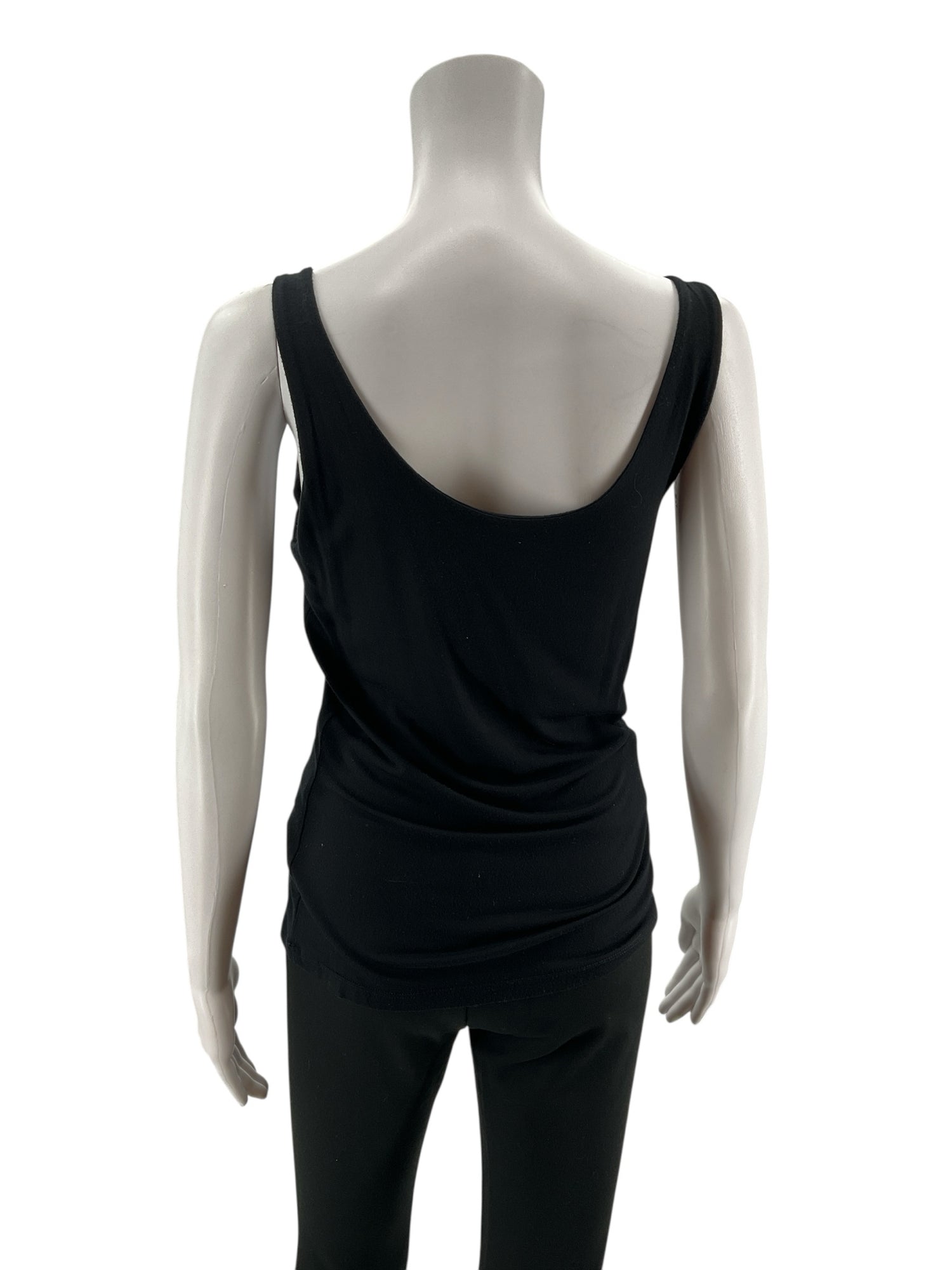 Karen Kane Ruched Bust Scoop Neck Tank Top Black XL Stretch USA Made