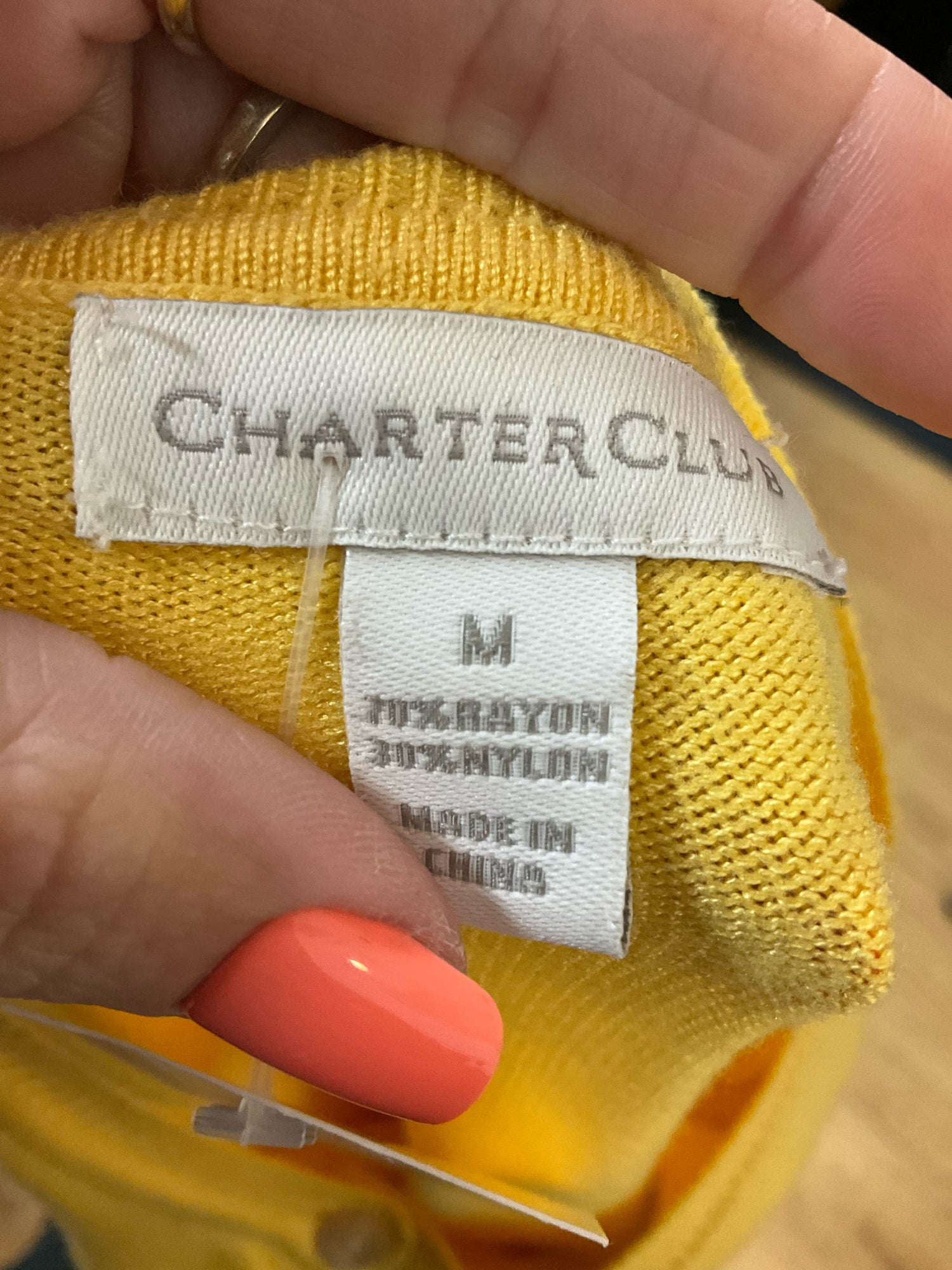 Charter Club Yellow Crewneck Button-Front Cardigan Sweater Size Medium