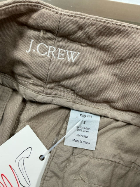 J.Crew City Fit Pants Cotton Linen Blend Drawstring Taupe Size 2 - ONLINE ONLY