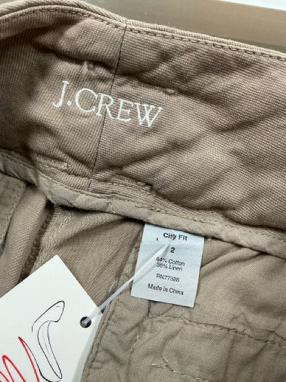 J.Crew City Fit Pants Cotton Linen Blend Drawstring Taupe Size 2 - ONLINE ONLY