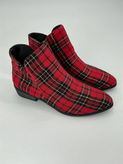 Red/Black/Gold Plaid Booties Size 9.5