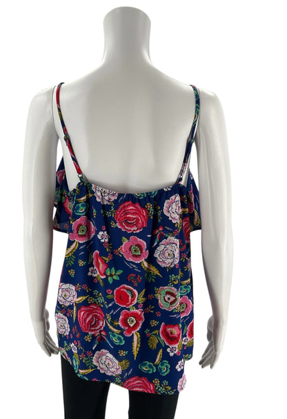Monteau - Blue/pink Floral Pre-Owned Ladies Casual Top - Size Large