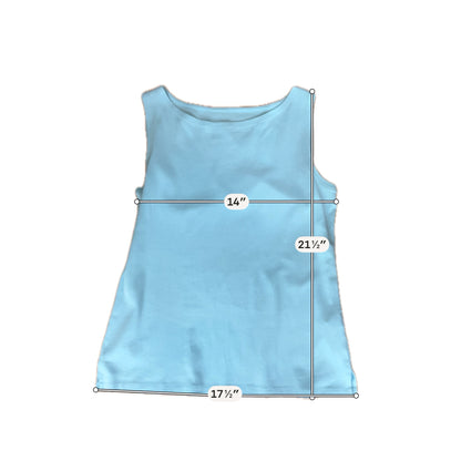 Talbots Sleeveless 100% Cotton Boatneck Tank Top Aqua Blue Size Medium