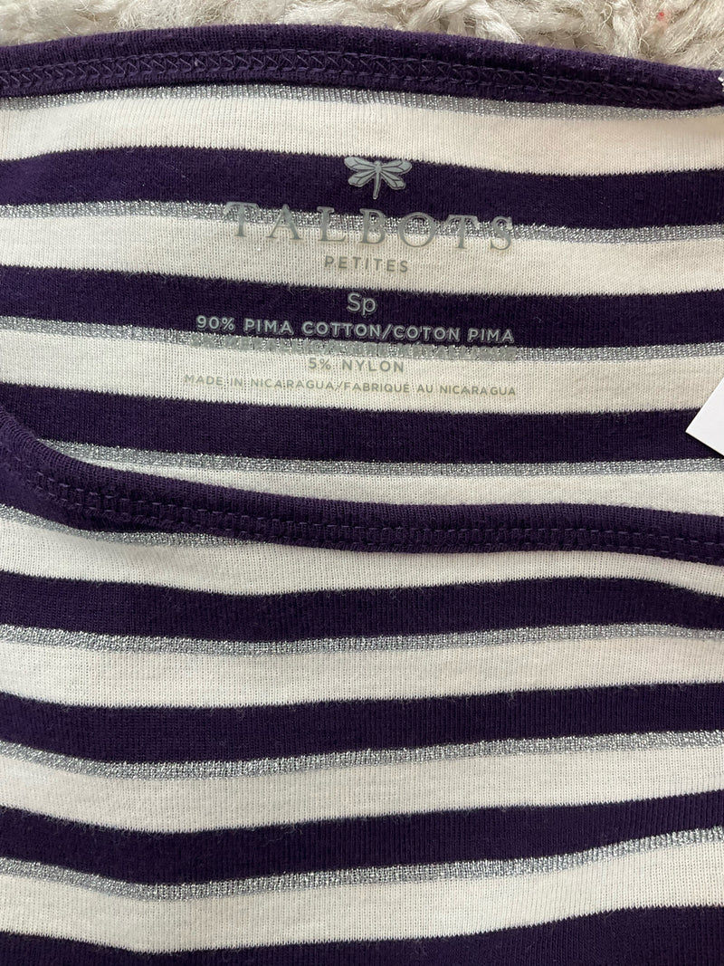 Talbots Purple/White Stripe Pre-Owned Ladies Top - Size Small Petite