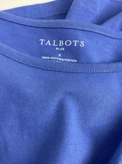 Talbots Blue Solid Pre-Owned Ladies Short Sleeve Top - Size 1X