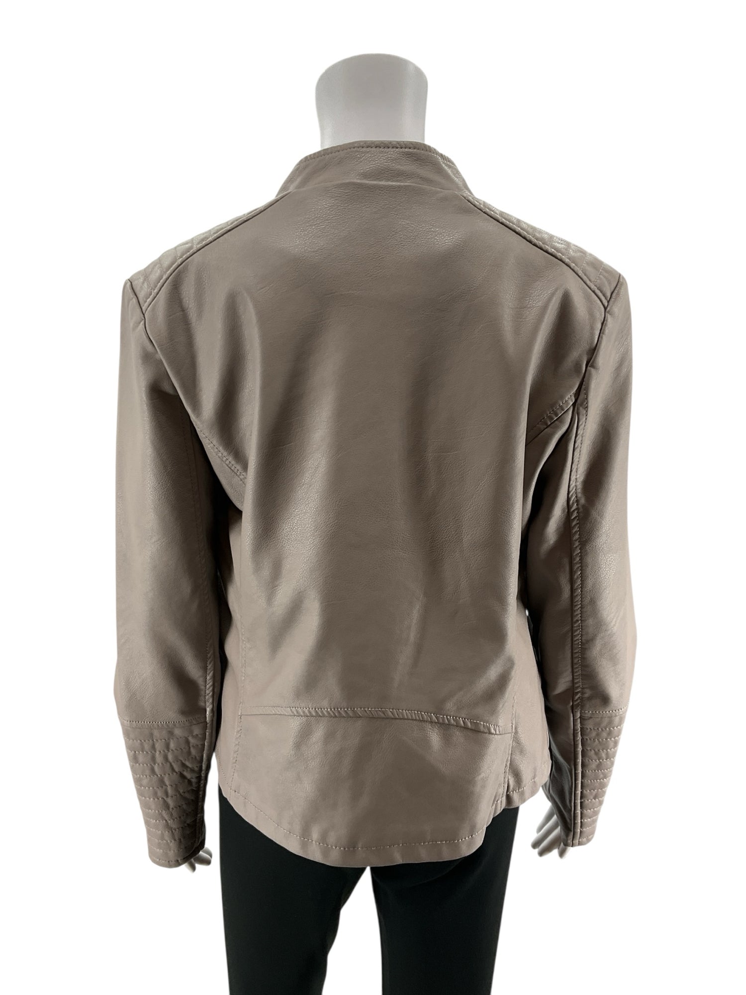 Wishlist Apparel Faux Leather Quilted Moto Jacket Taupe Size Large