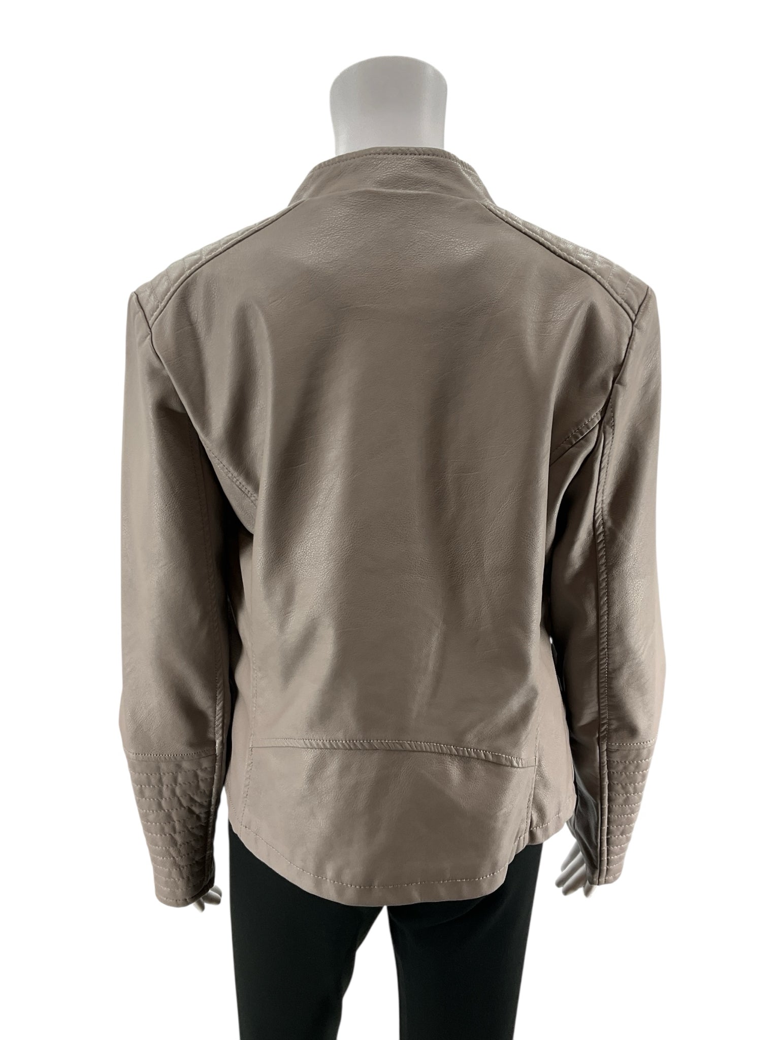 Wishlist Apparel Faux Leather Quilted Moto Jacket Taupe Size Large
