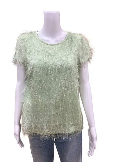 Ann Taylor Lime Fuzzy Top Size 6 Petite - Front view