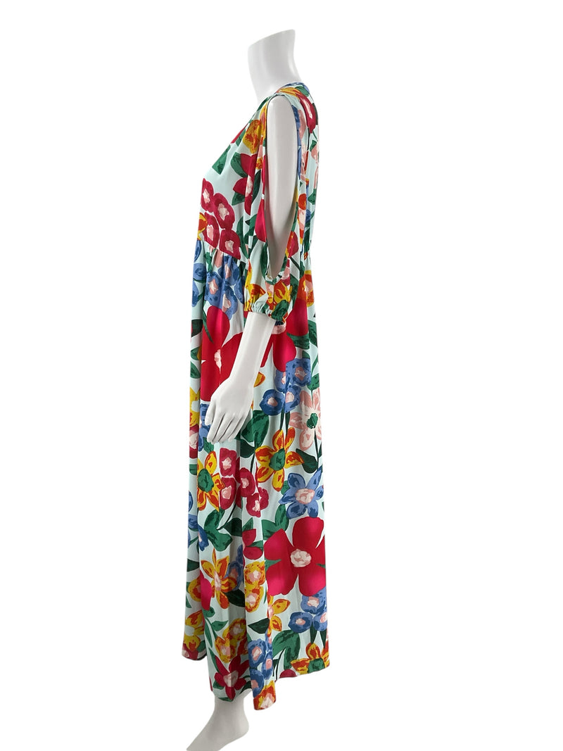 Cezele Green/Pink/Blue Floral Pre-Owned Ladies New With Tags Dress - Size Small - Margaret’s Fine Consignment