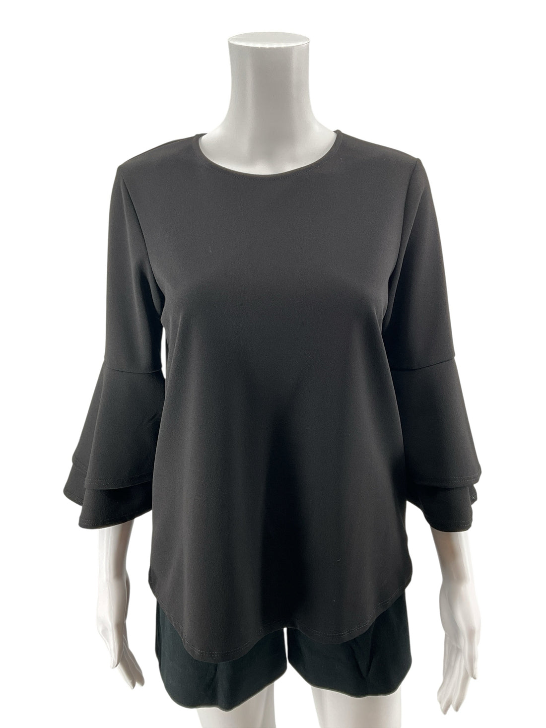 First Love Black Tiered Bell Sleeve Pullover Top Size Small