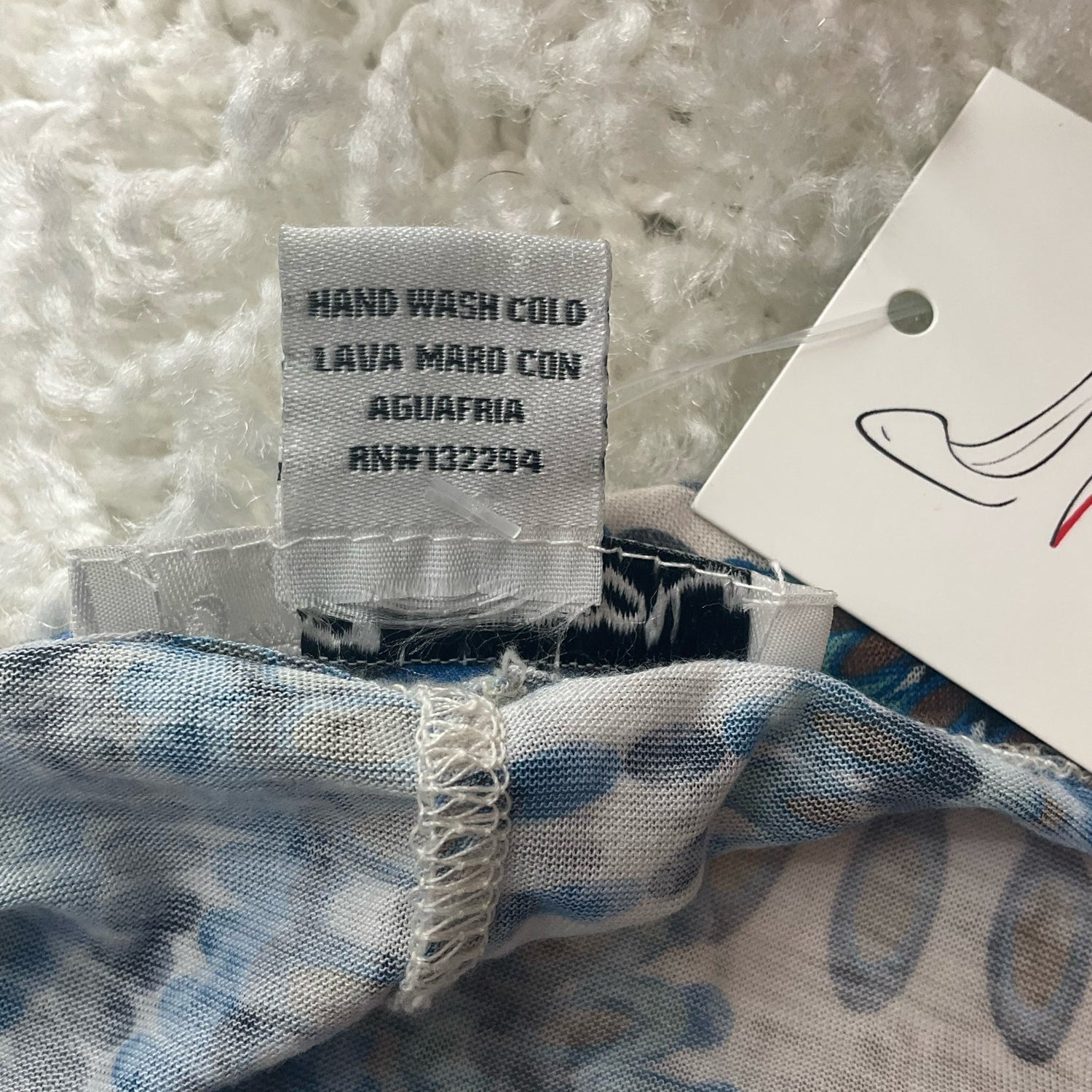 Swooh Blue/Green/White Print Pre-Owned Ladies Top - Size Small - Margaret’s Fine Consignment