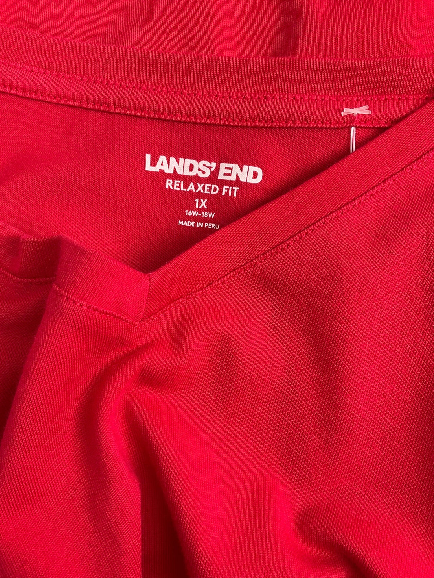 Lands End Red Solid Pre-Owned Ladies Casual Top -  Size 1X